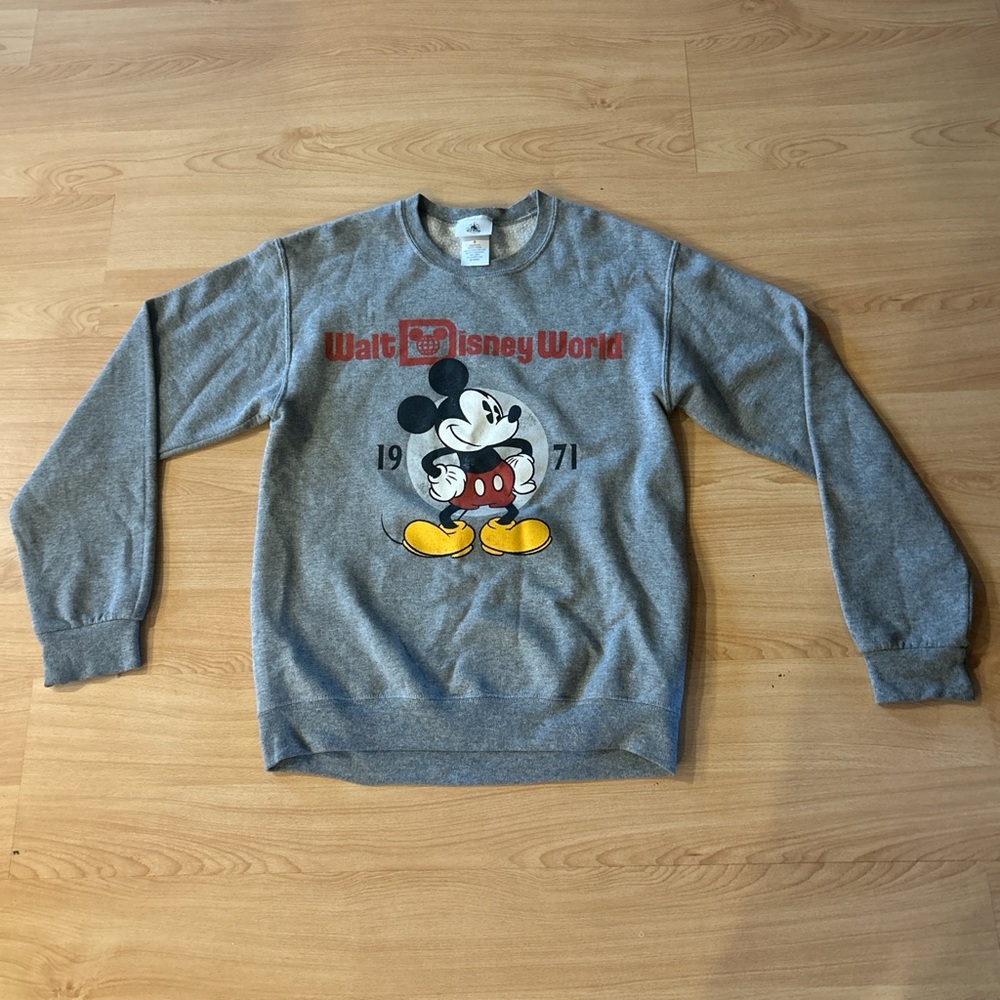 Disney Gray Crewneck Sweater with Mickey Mouse